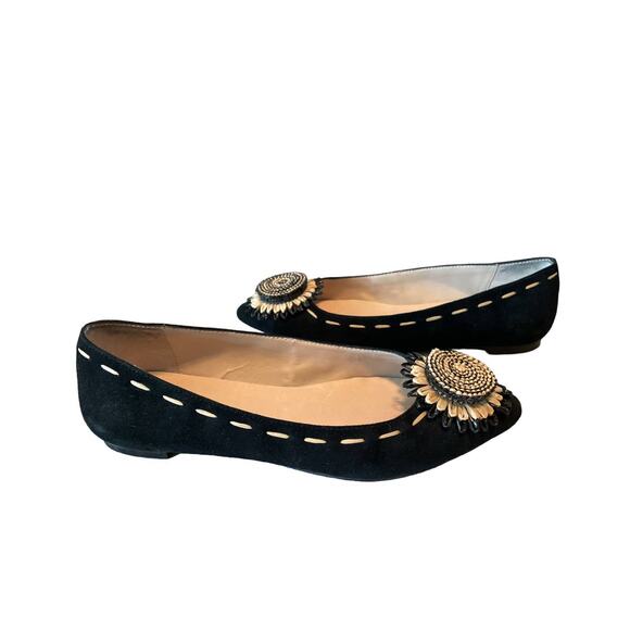 Donald J Pliner Black Bibbi Suede Leather Pointed Toe Flats Size 7 - Picture 15 of 16